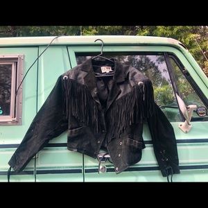 Vintage leather and suede fringe jacket